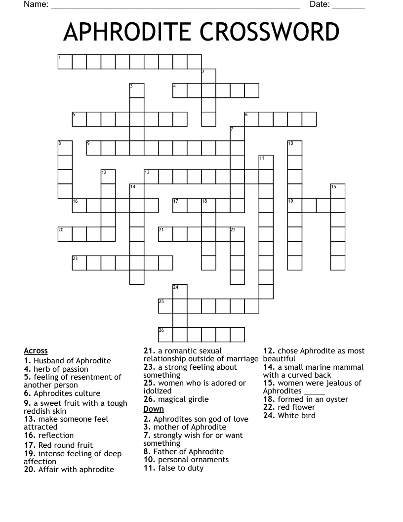 APHRODITE CROSSWORD