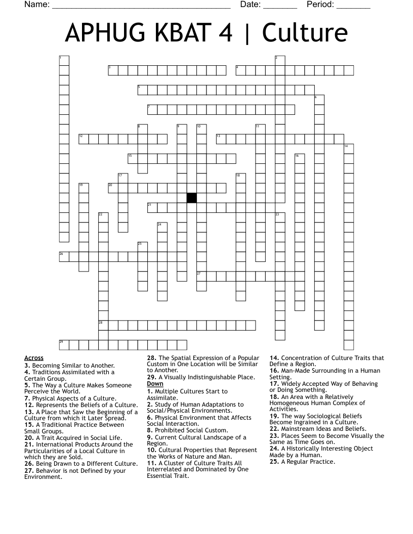 APHUG KBAT 4 | Culture Crossword