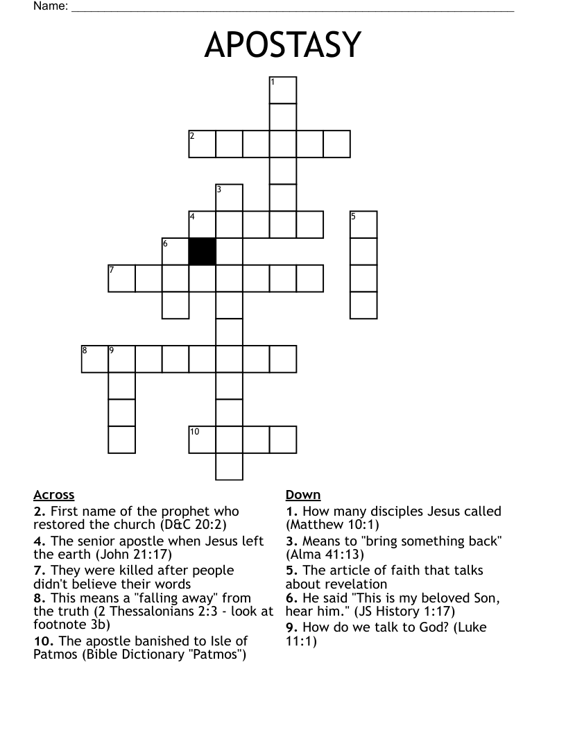 APOSTASY Crossword