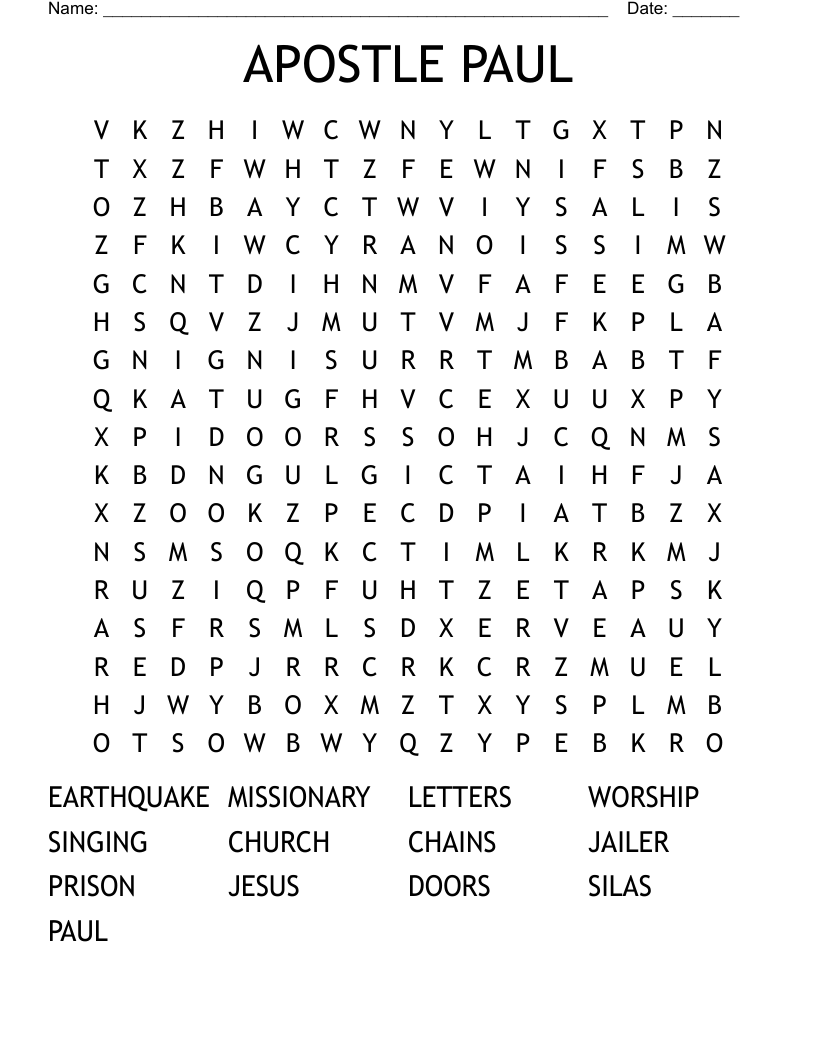 APOSTLE PAUL Word Search
