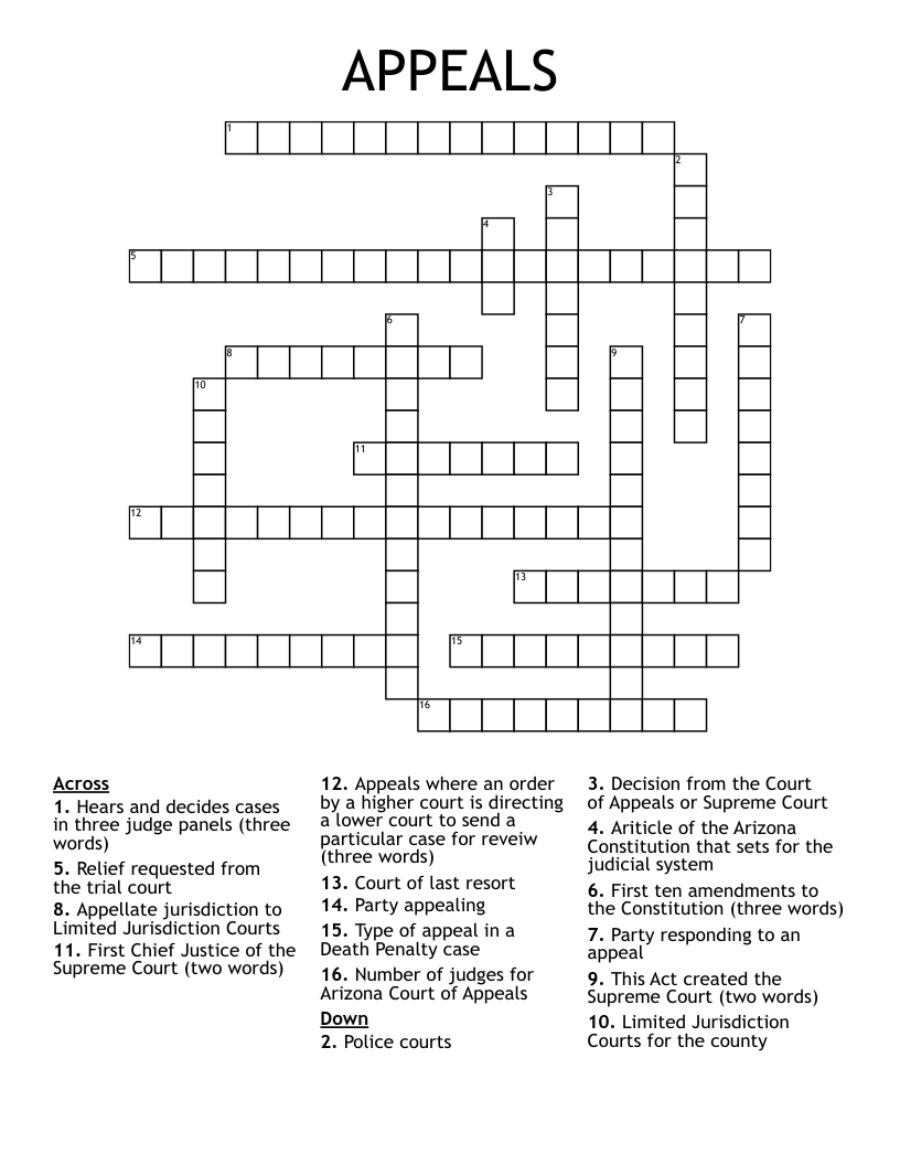 APPEALS Crossword
