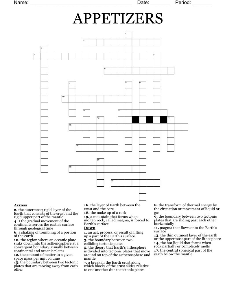 APPETIZERS  Crossword
