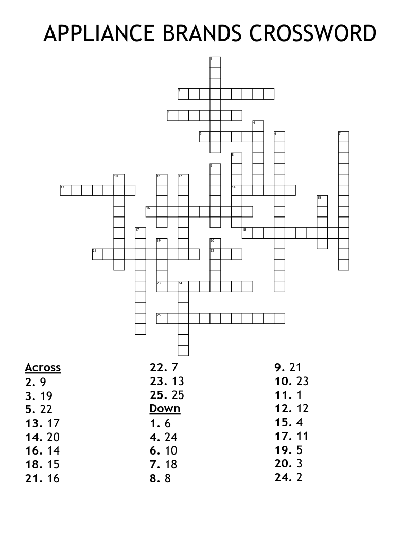 APPLIANCE BRANDS CROSSWORD