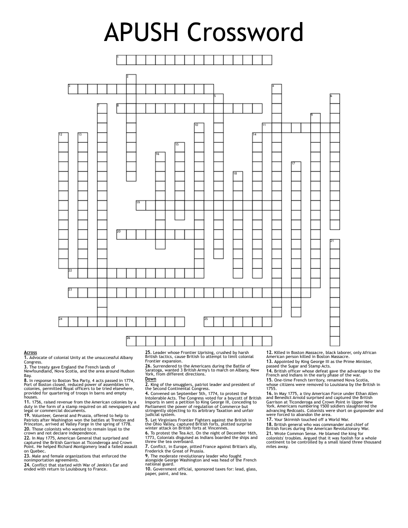 APUSH Crossword