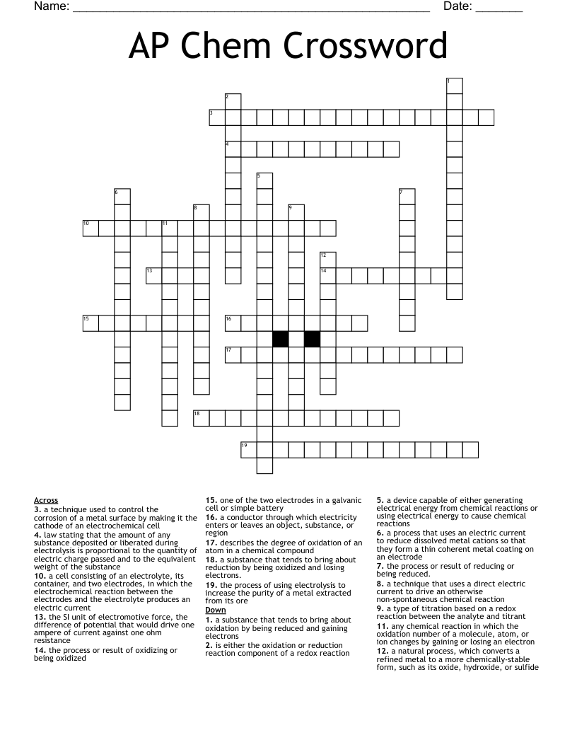 AP Chem Crossword
