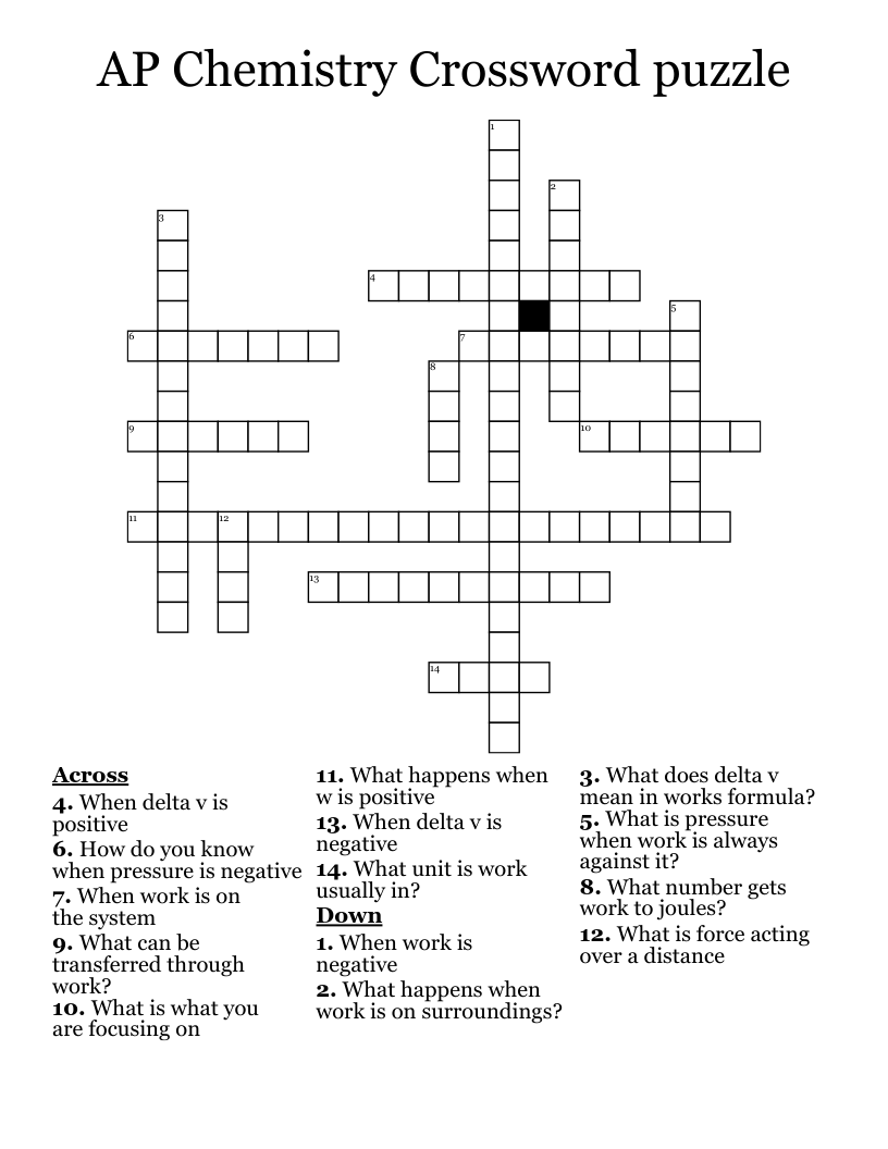 AP Chemistry Crossword puzzle 