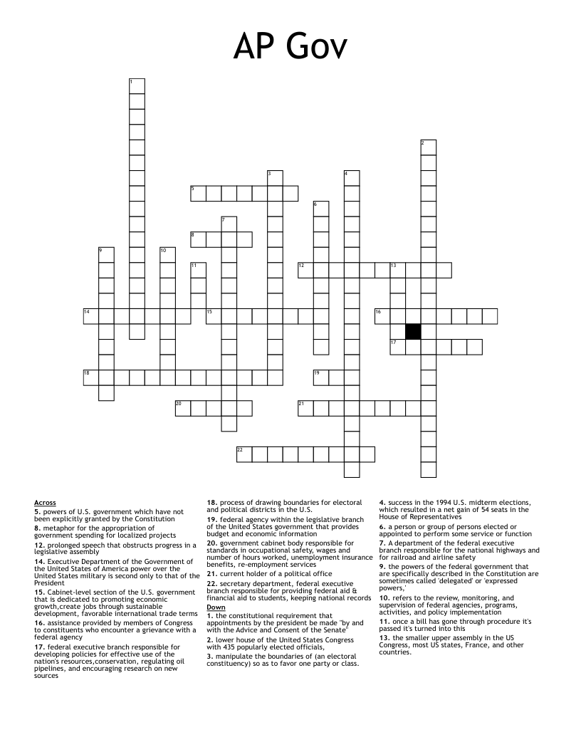 AP Gov Crossword