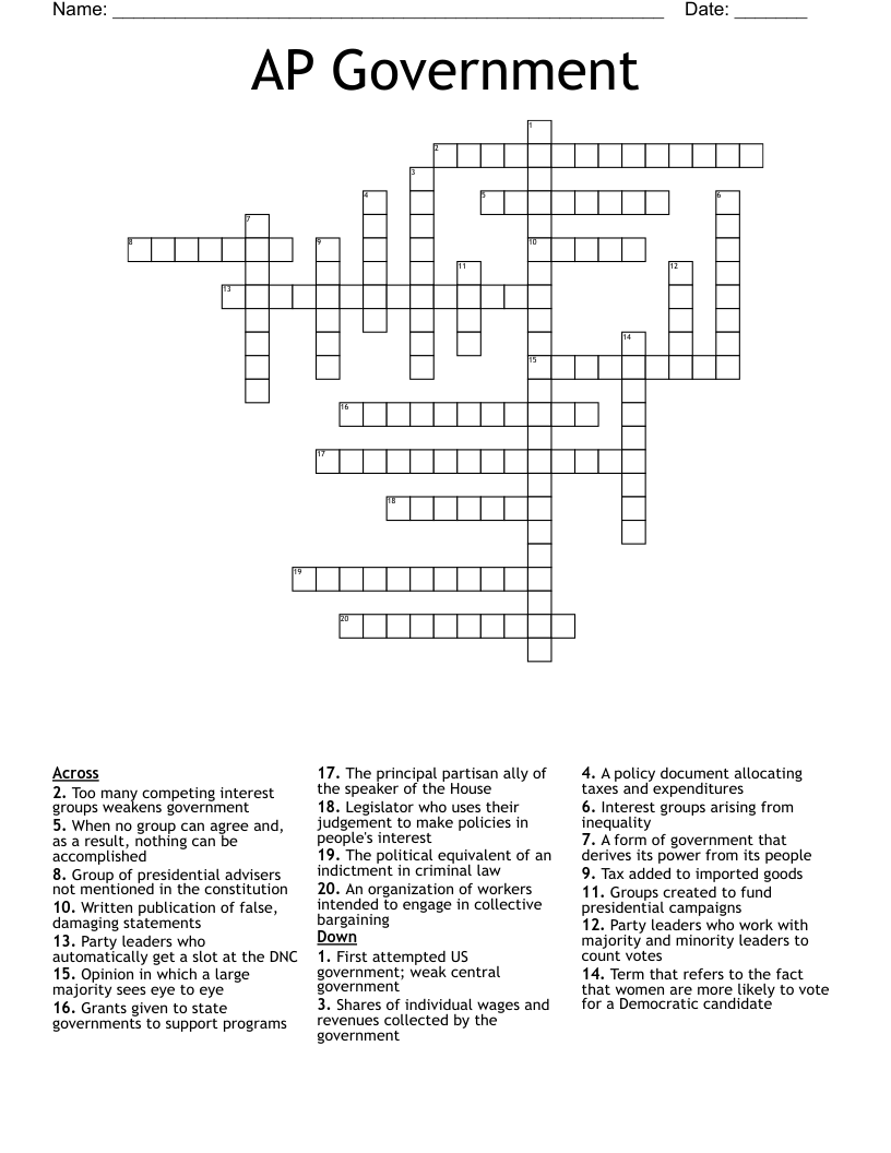 AP Government Crossword