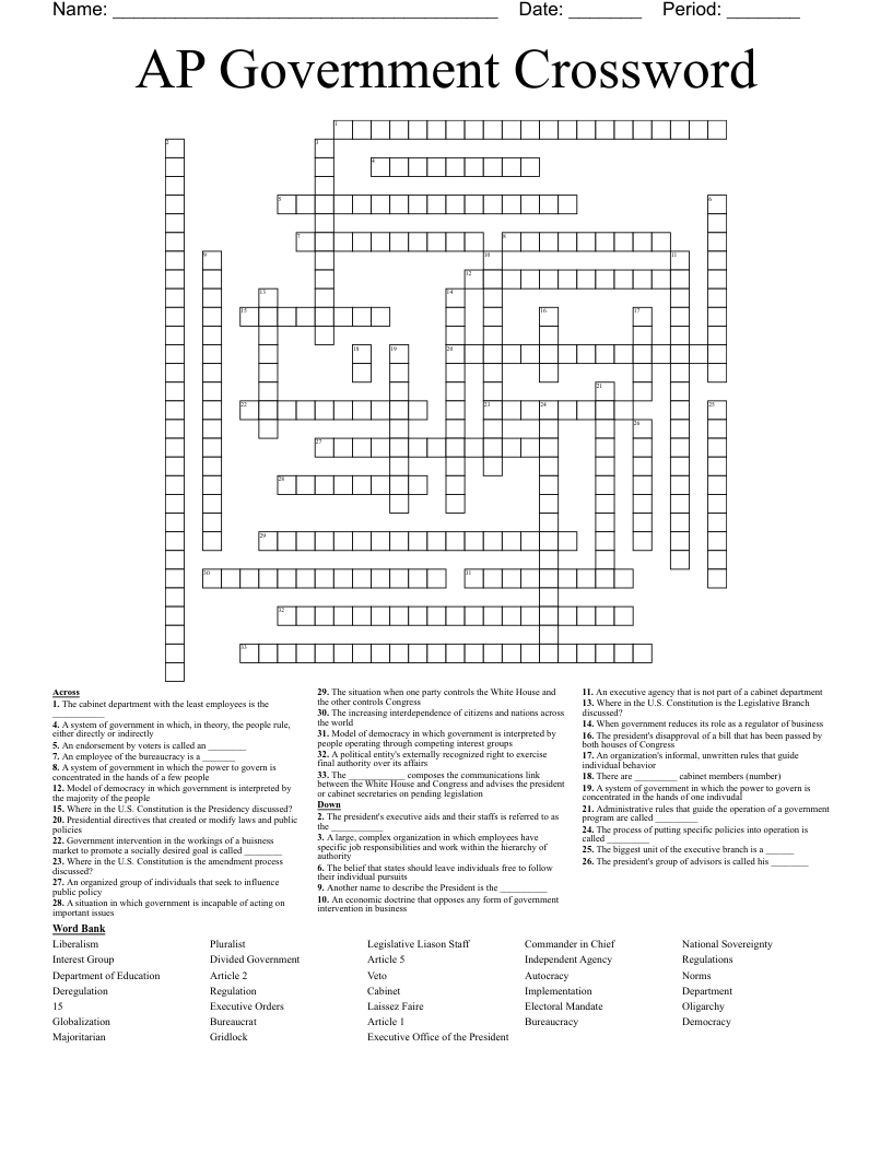 AP Government Crossword