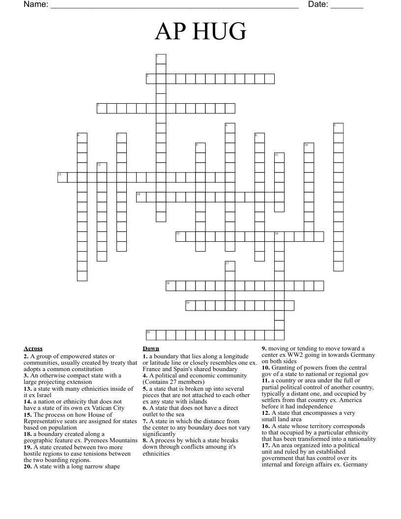AP HUG  Crossword