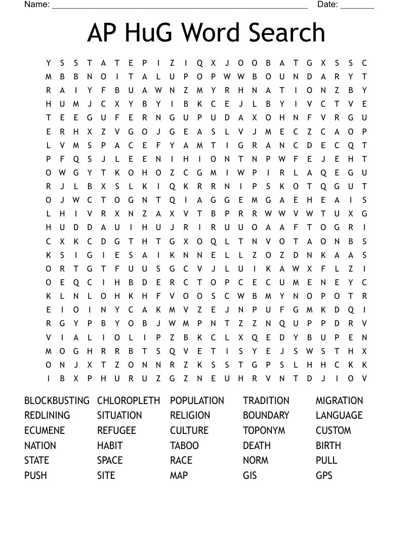 AP HuG Word Search