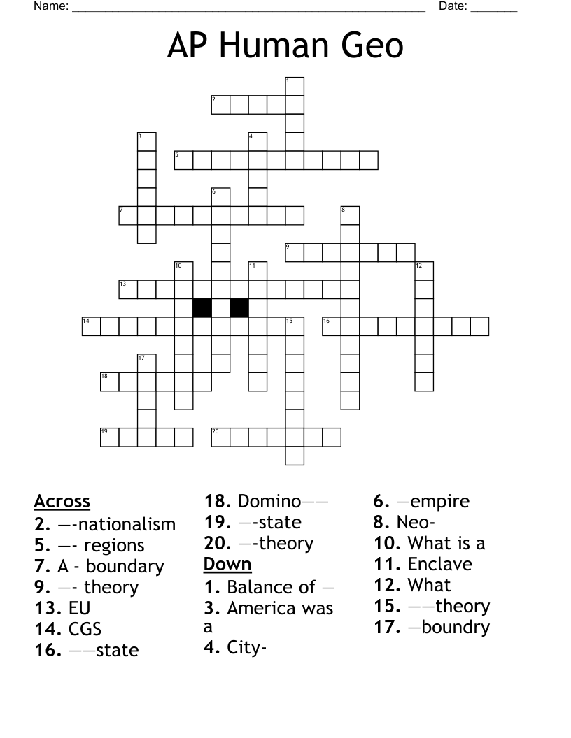 AP Human Geo Crossword