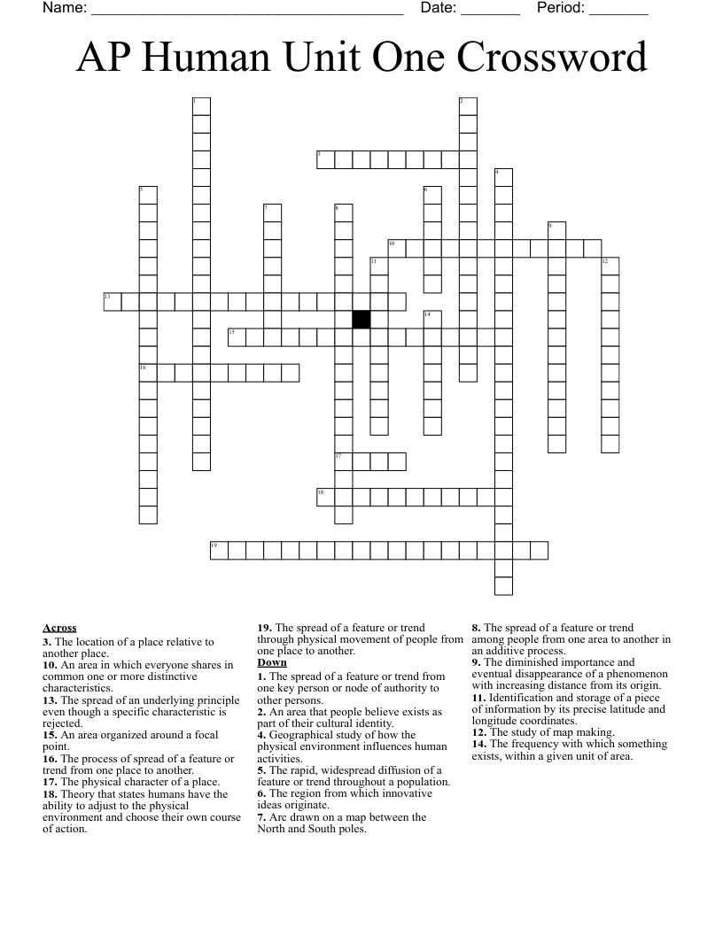 AP Human Unit One Crossword