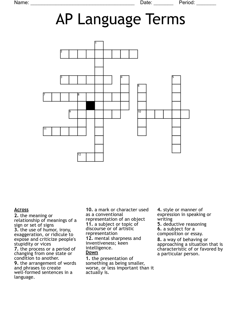 AP Language Terms Crossword