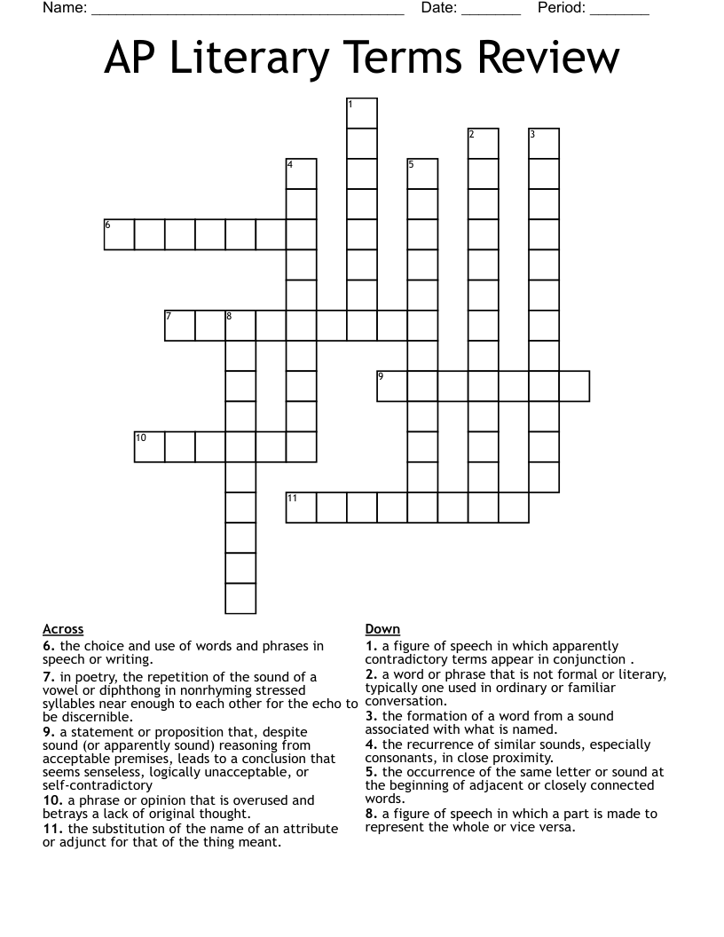 AP Literary Terms Review Crossword