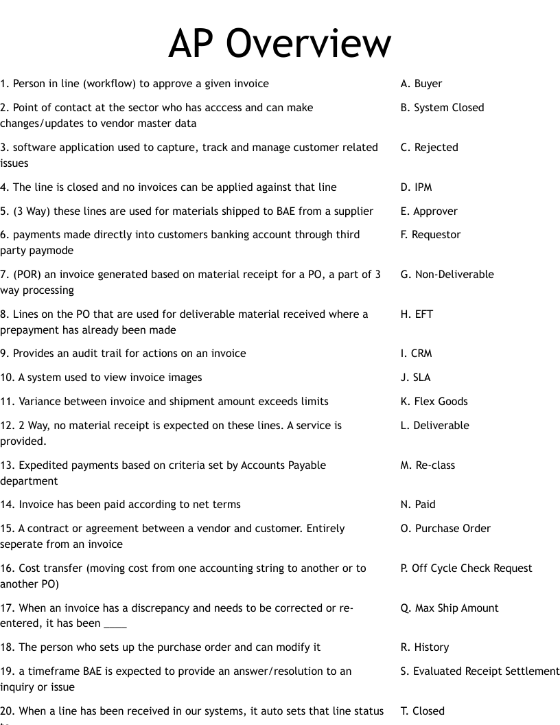AP Overview Worksheet
