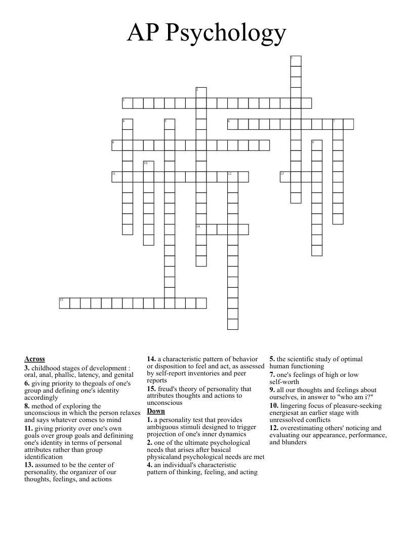 AP Psychology Crossword