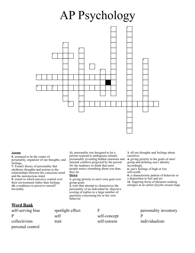 AP Psychology Crossword