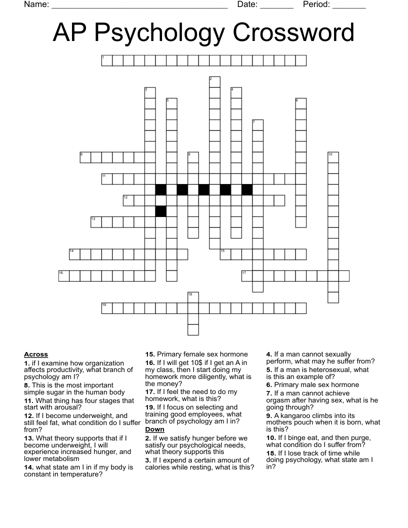 AP Psychology Crossword