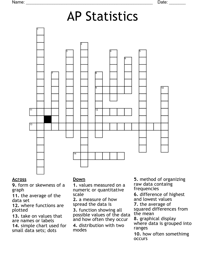 AP Statistics Crossword