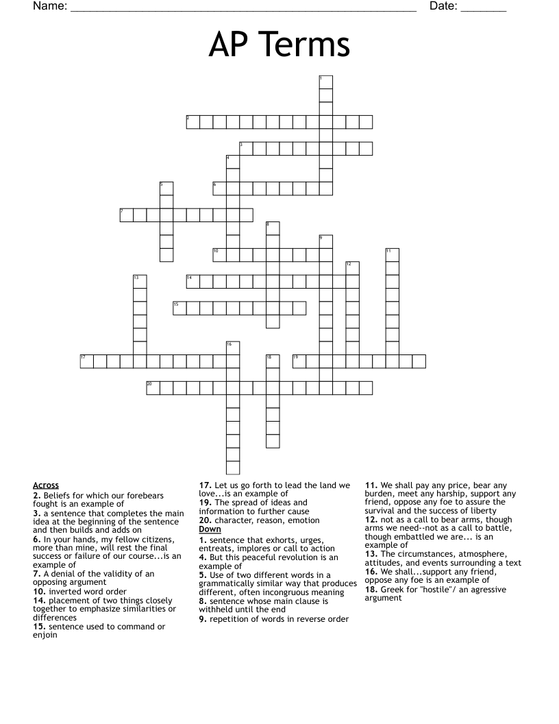 AP Terms  Crossword