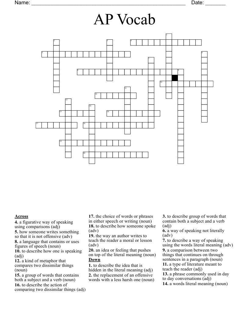 AP Vocab Crossword