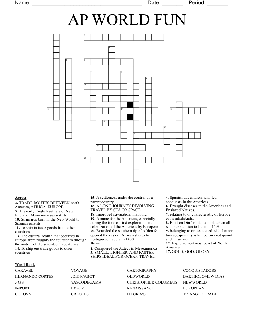 AP WORLD FUN Crossword