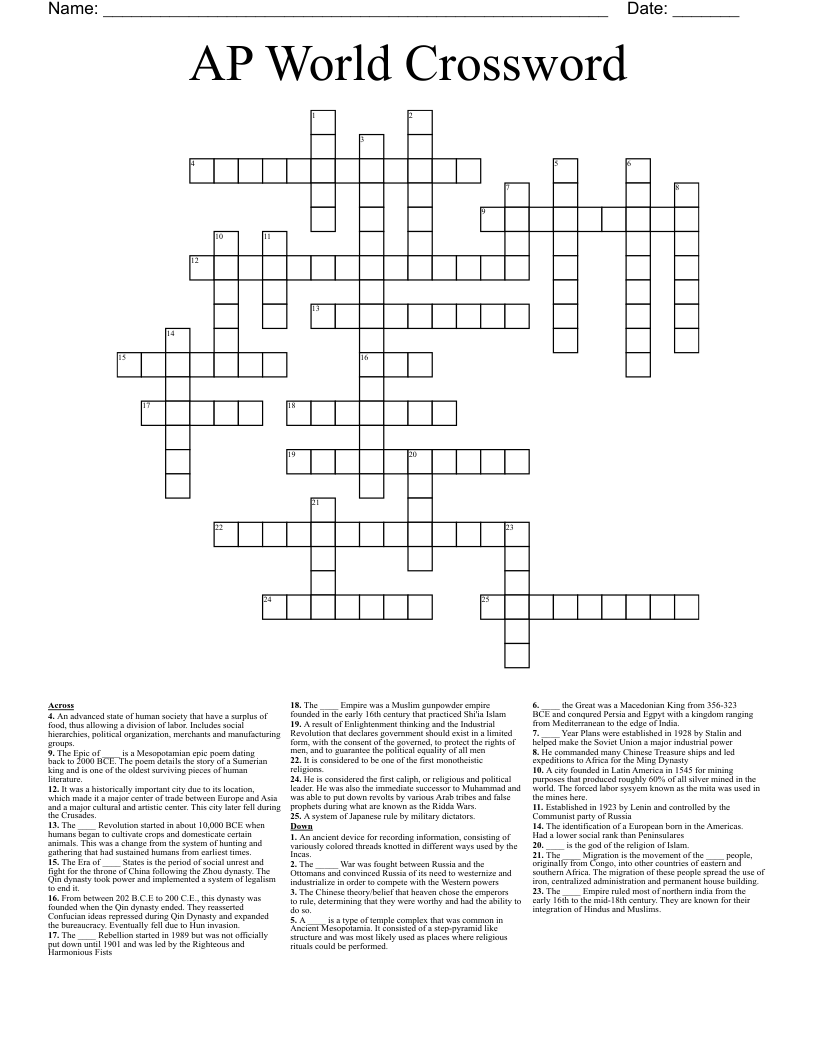 AP World Crossword