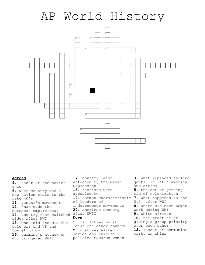 AP World History Crossword