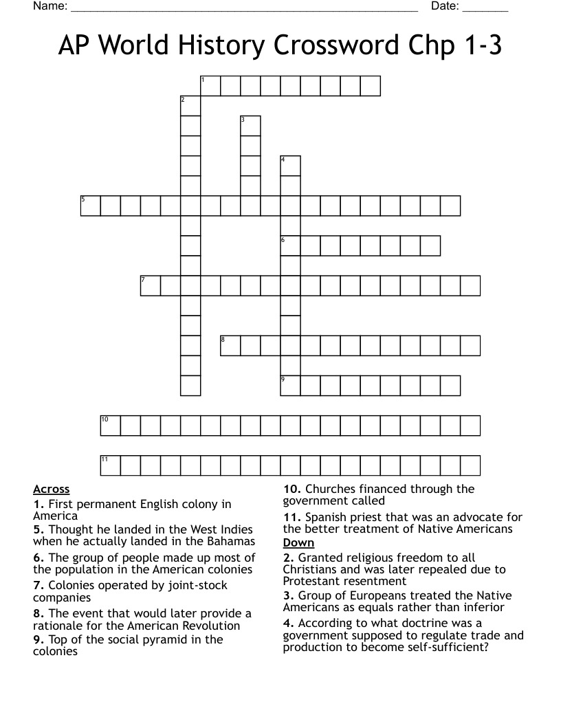 AP World History Crossword Chp 1-3