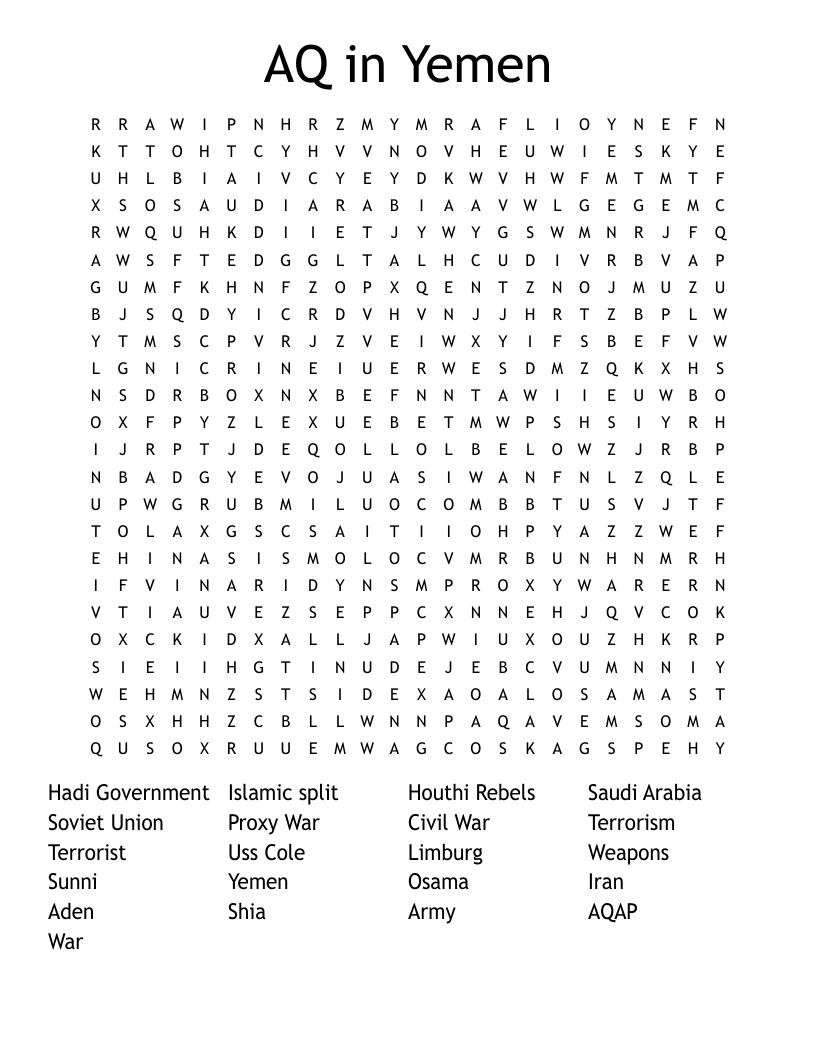 AQ in Yemen  Word Search