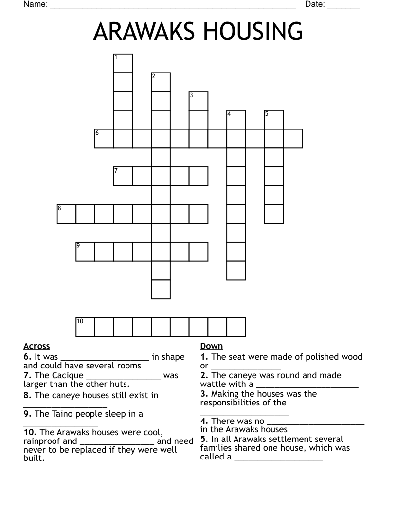 ARAWAKS HOUSING  Crossword