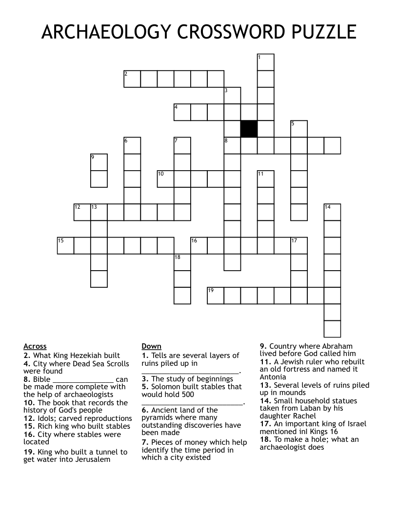 ARCHAEOLOGY CROSSWORD PUZZLE