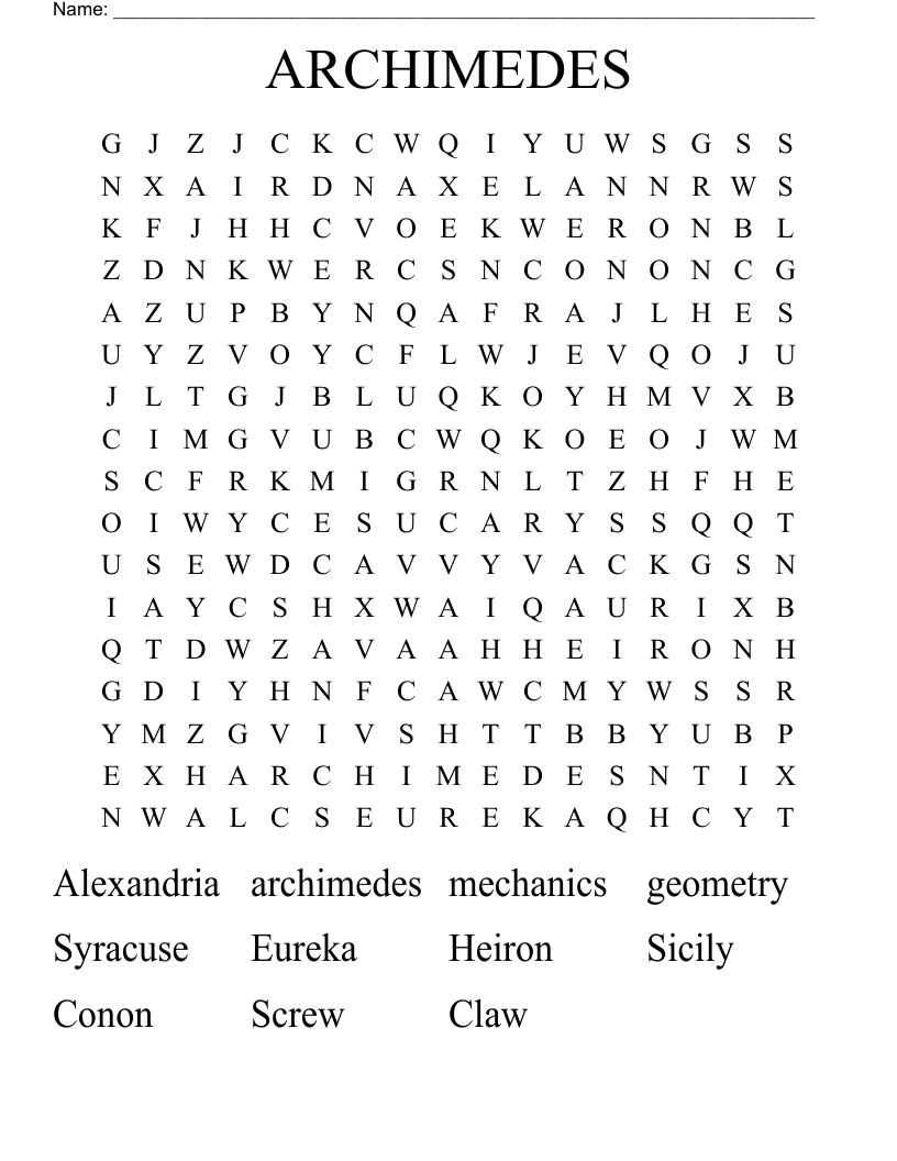 ARCHIMEDES Word Search