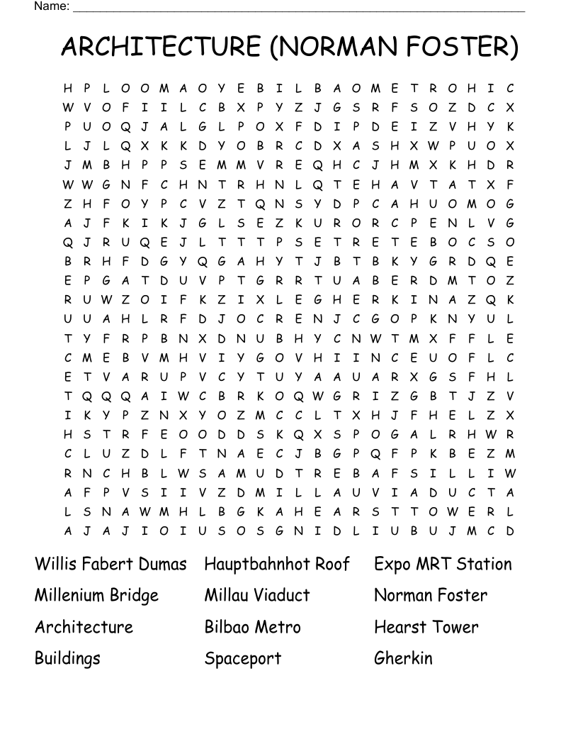 ARCHITECTURE (NORMAN FOSTER) Word Search