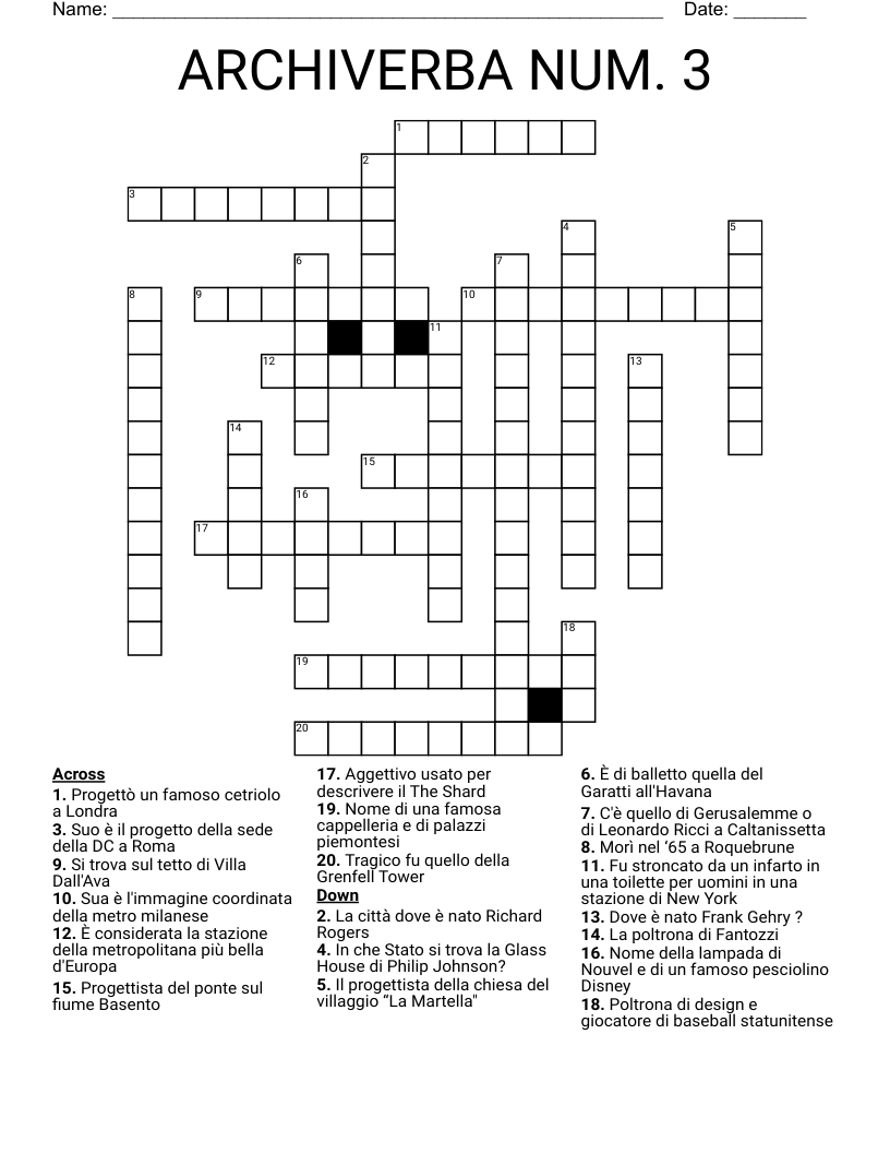 ARCHIVERBA NUM. 3 Crossword