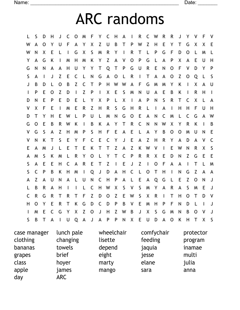 ARC randoms Word Search