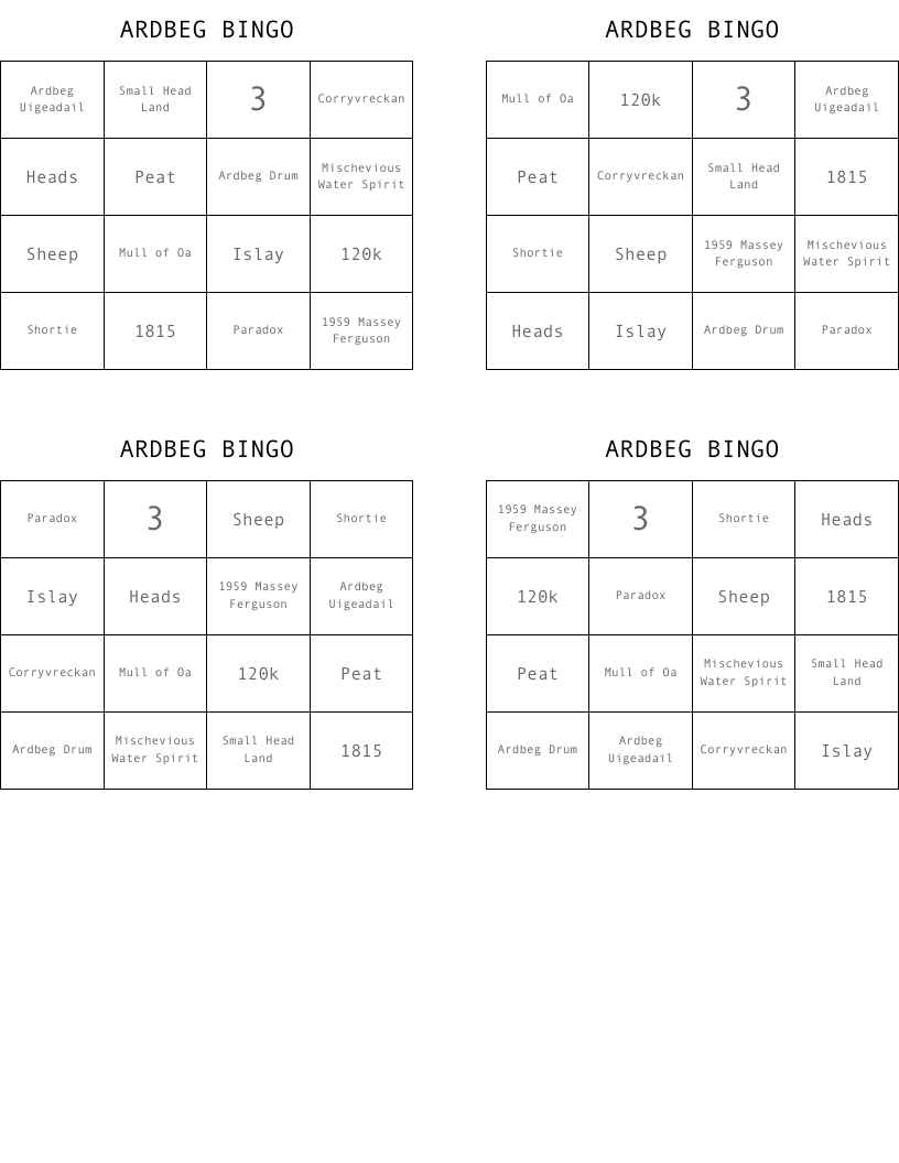 ARDBEG BINGO
