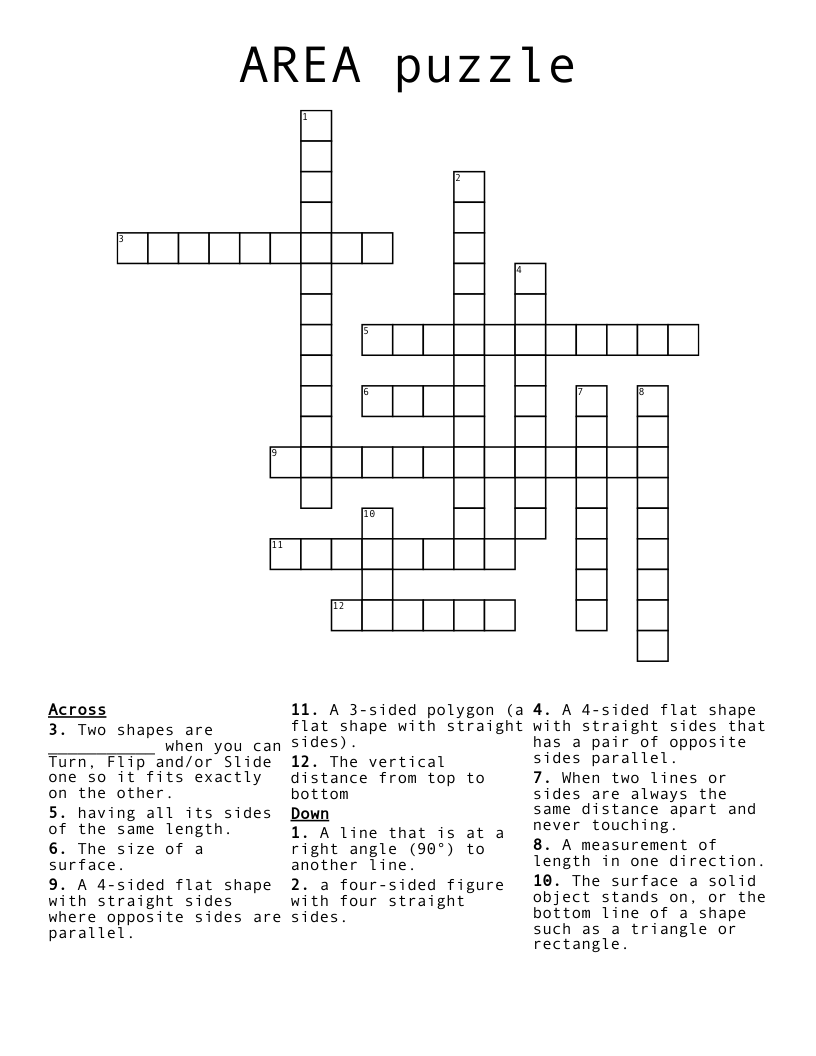 AREA puzzle Crossword