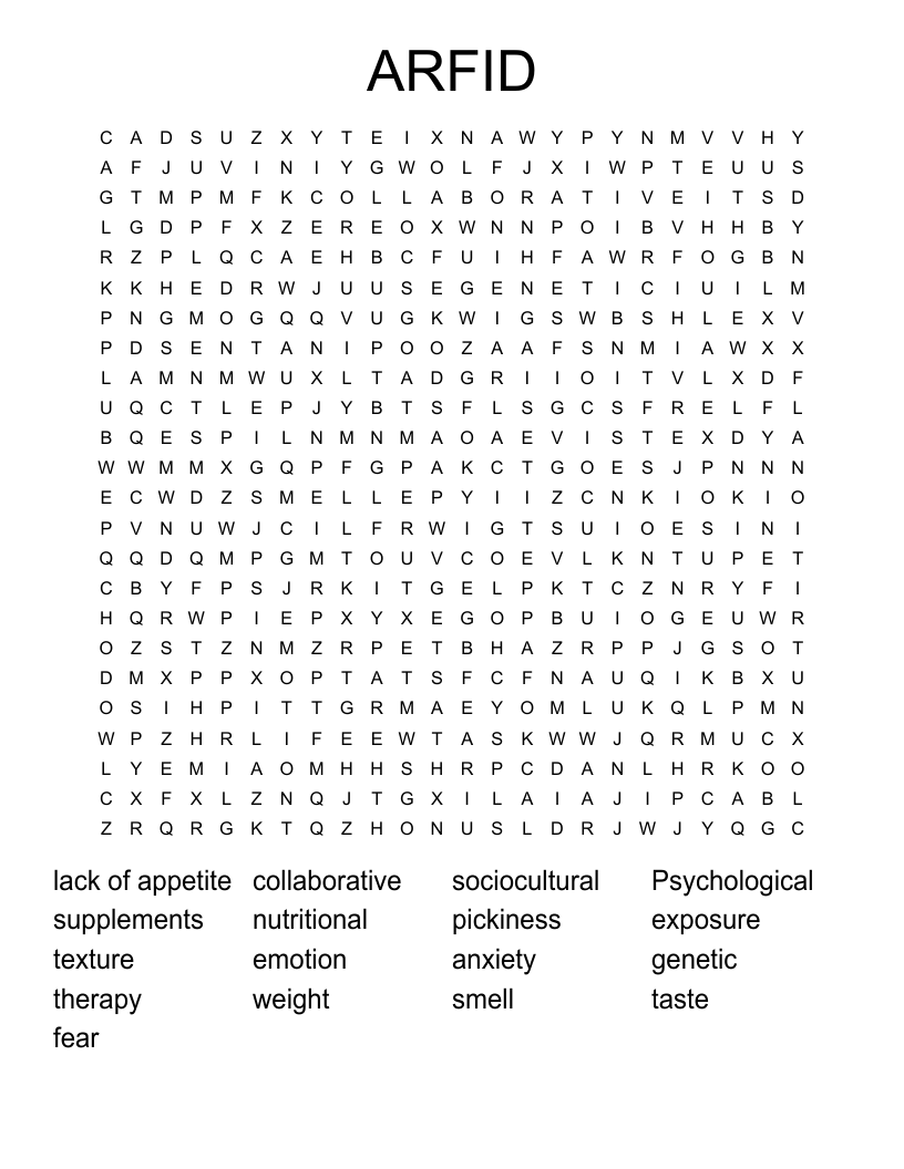 ARFID Word Search