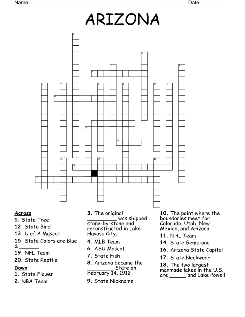 ARIZONA Crossword