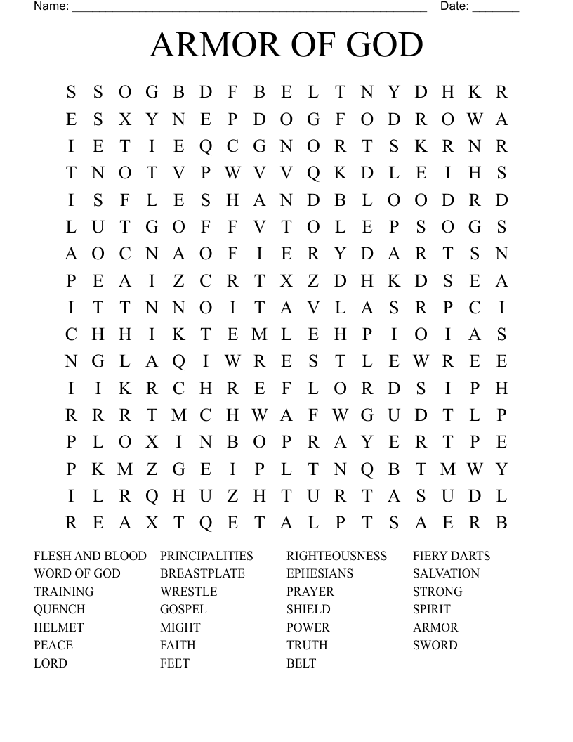 ARMOR OF GOD Word Search
