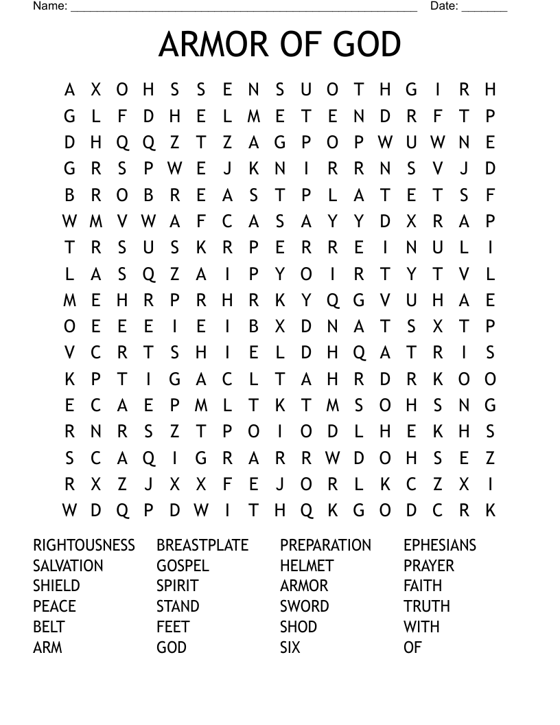 ARMOR OF GOD Word Search