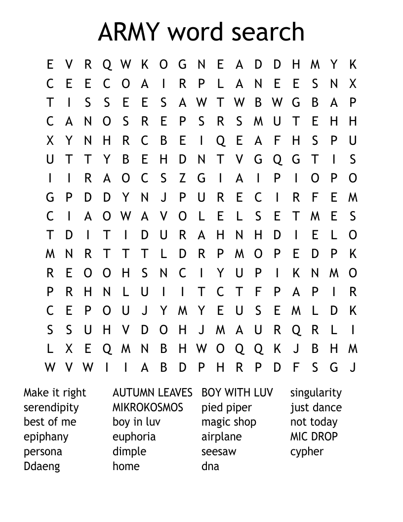 ARMY word search