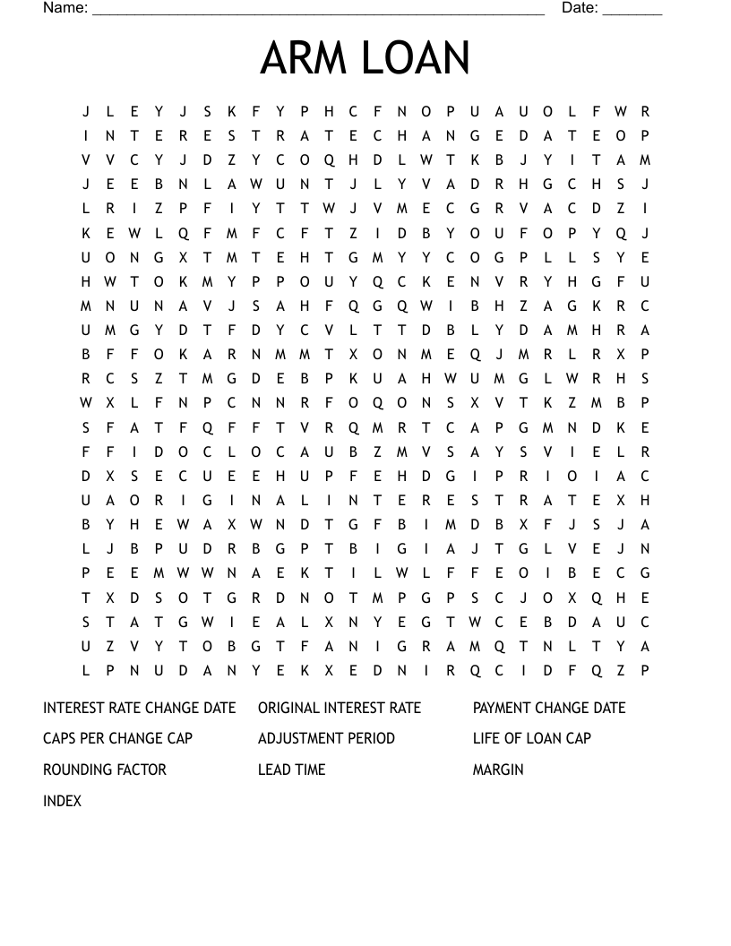 ARM LOAN Word Search