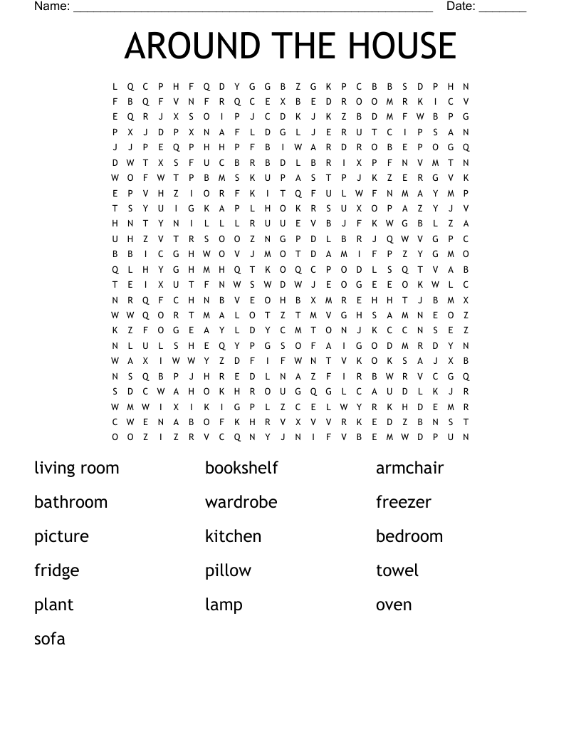 AROUND THE HOUSE Word Search