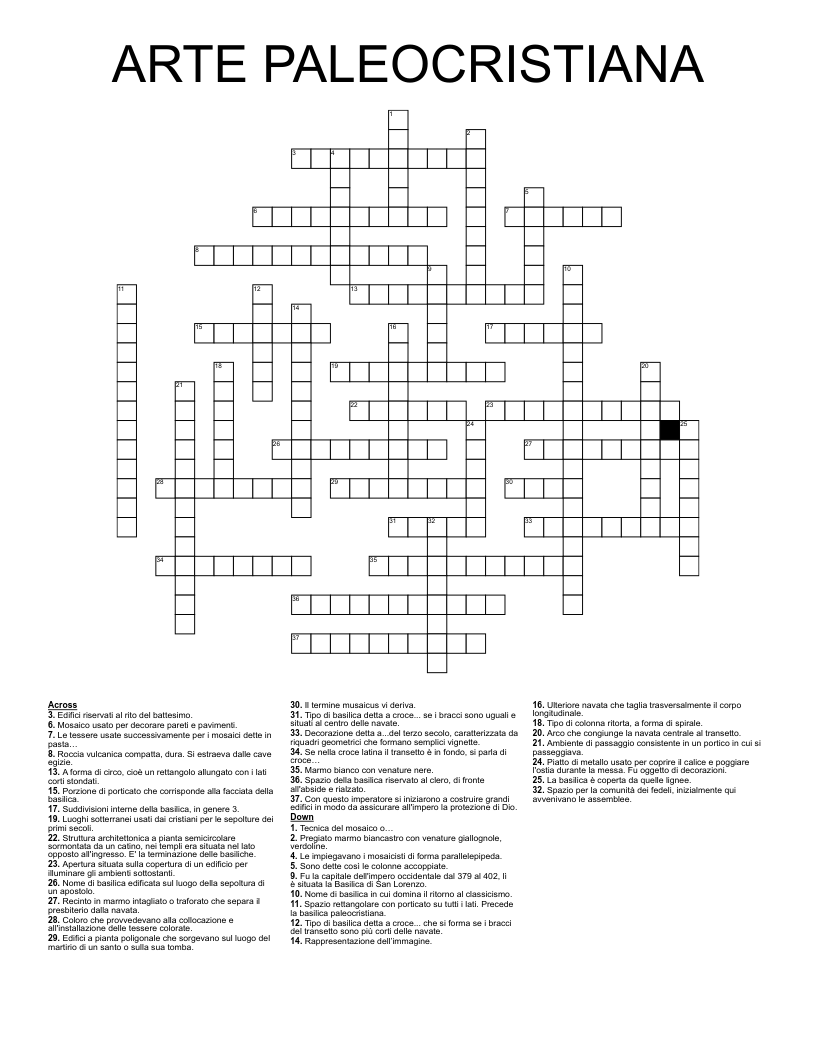 ARTE PALEOCRISTIANA Crossword