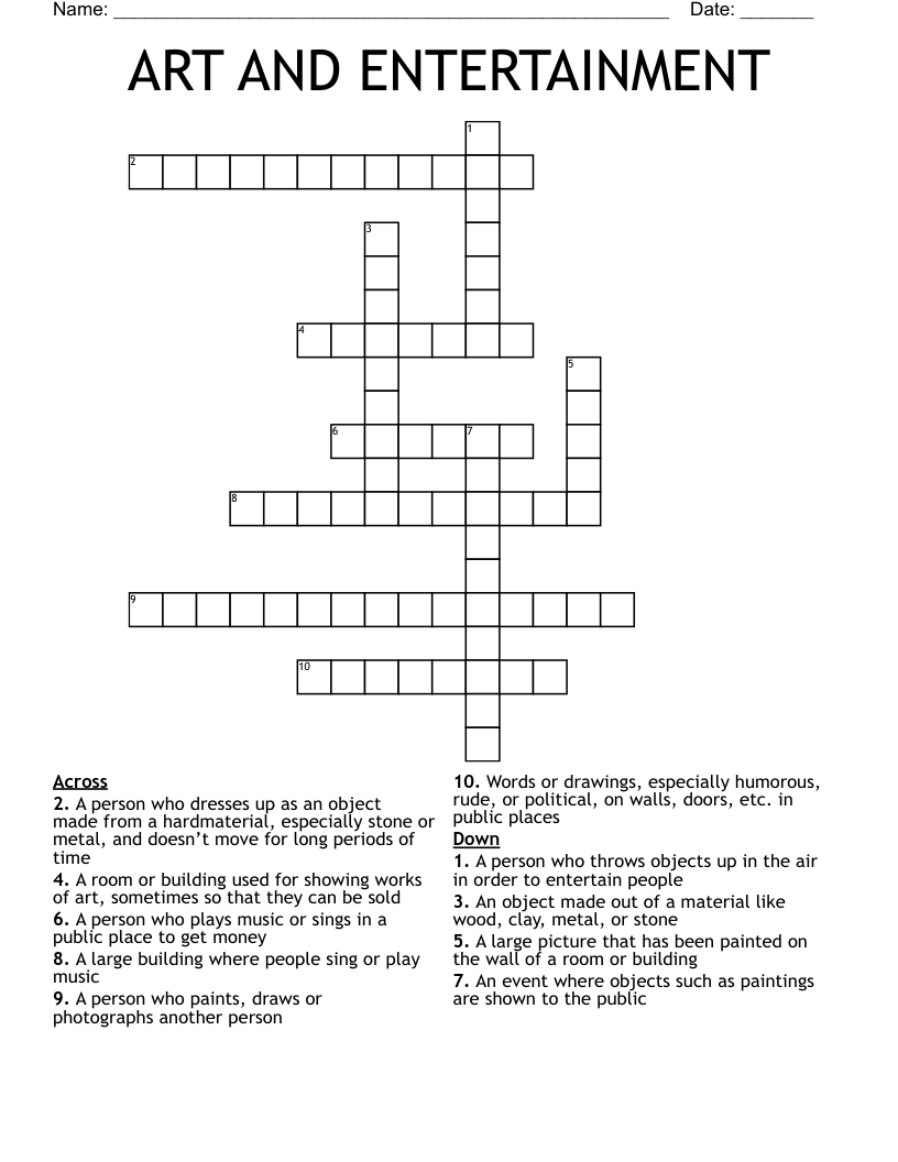 ART AND ENTERTAINMENT Crossword
