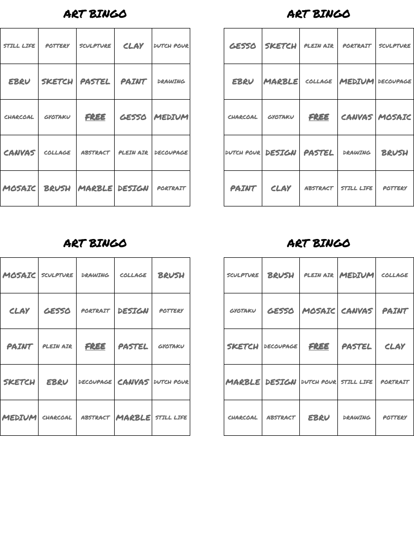 ART BINGO