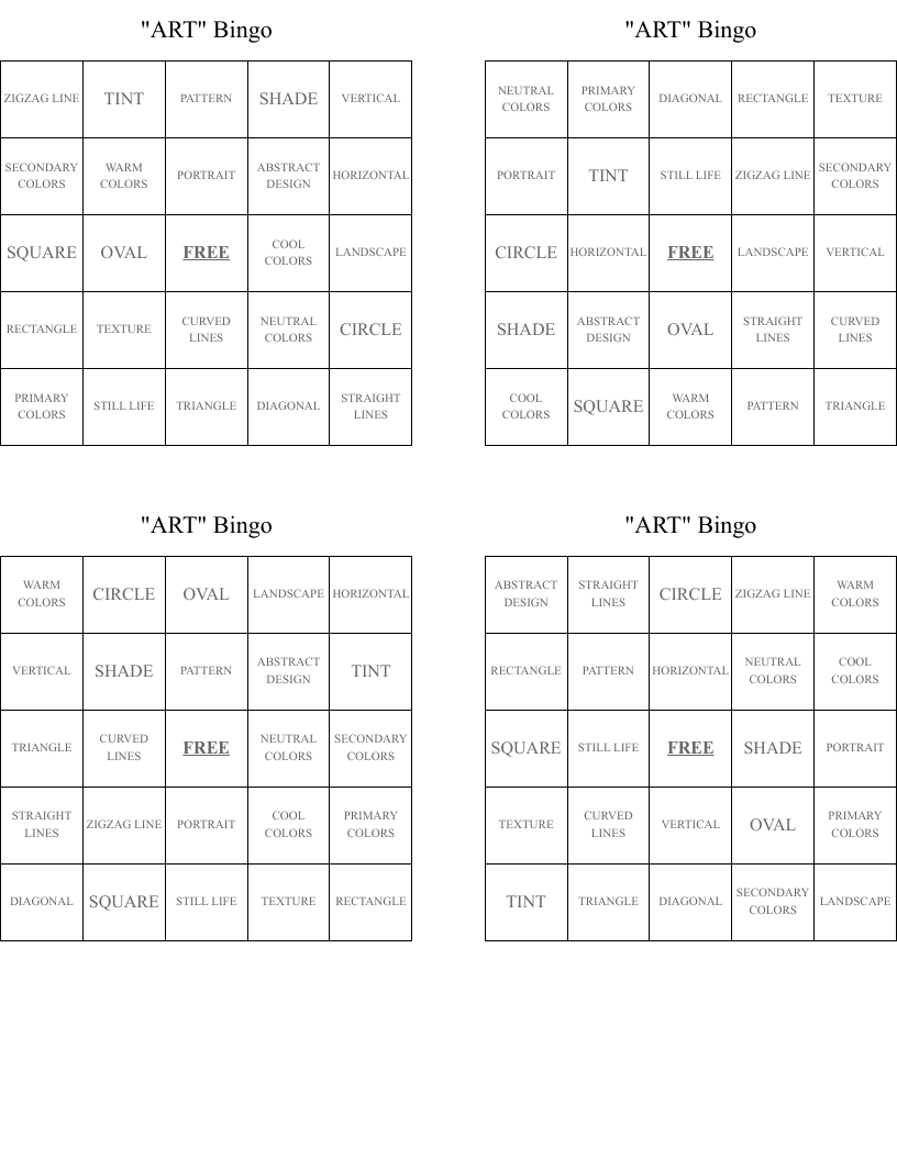 "ART" Bingo